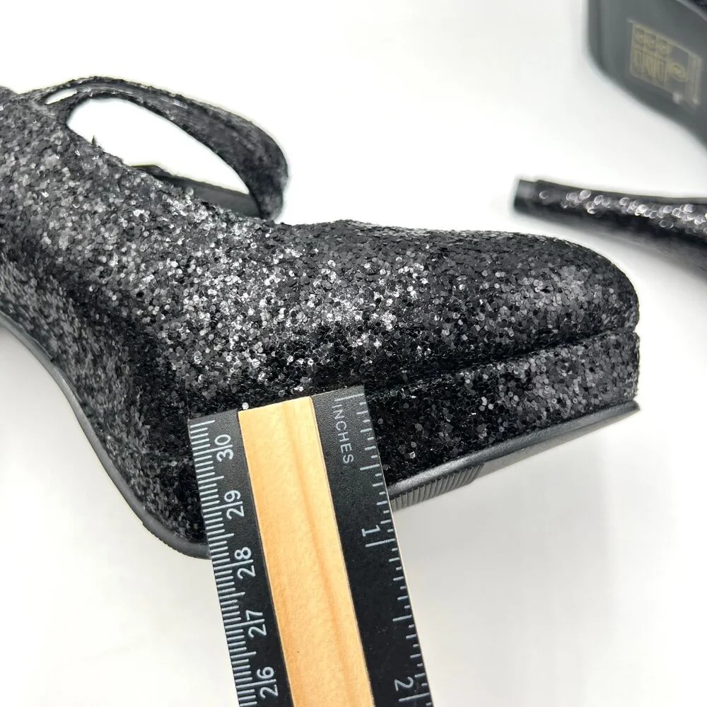 Ellie Size 8 8M Black‎ Glitter Platform Mary Jane Stiletto Heels Pumps Shoes